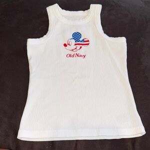 Old Navy White Tank Top with Patriotic Mouse Design